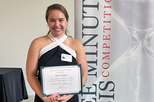 Schmidt College of Science Master’s Student Hayley Knapp Captures Second Place in State-wide 3MT® Competition